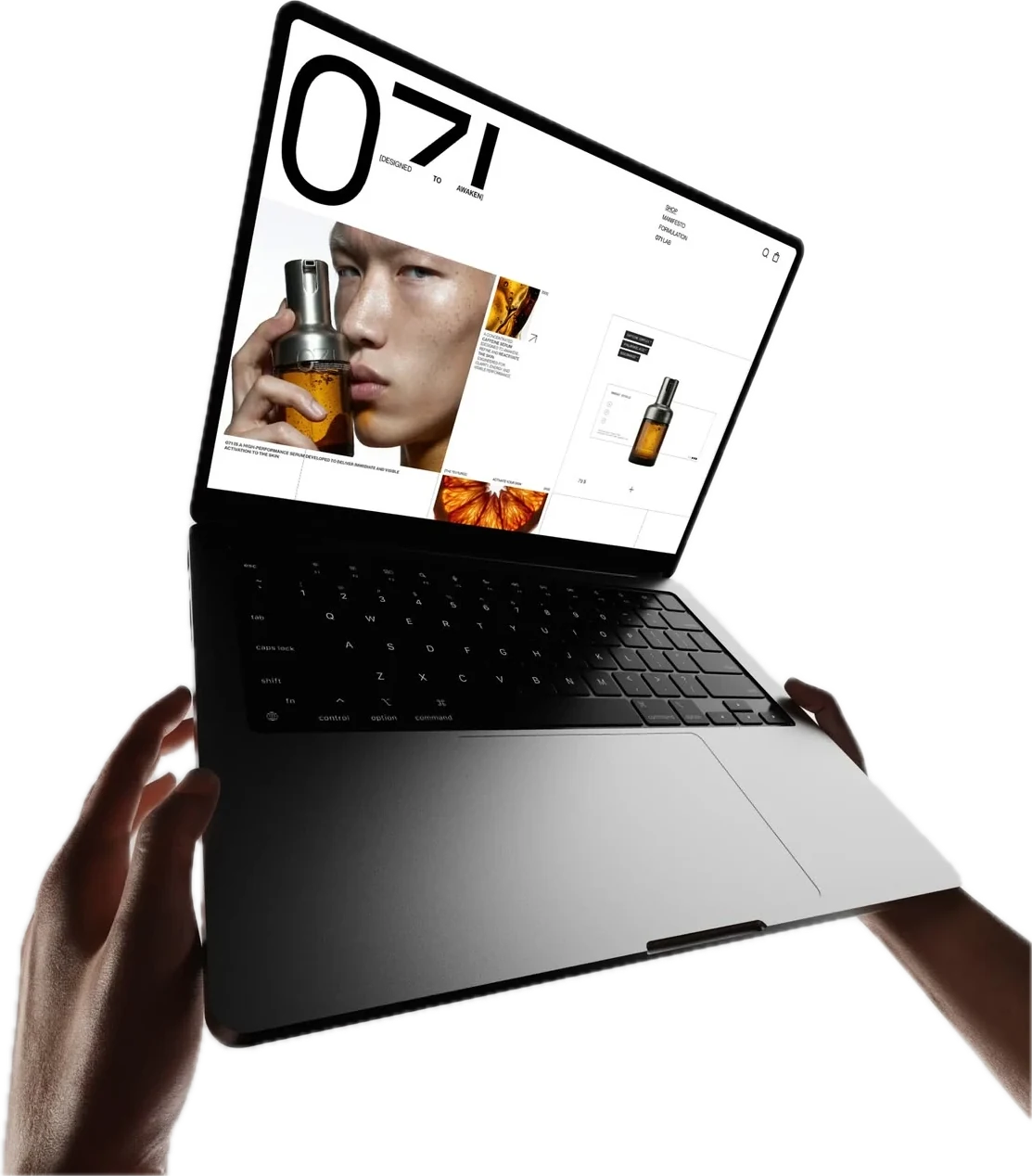 Shopify web store design shown on a laptop