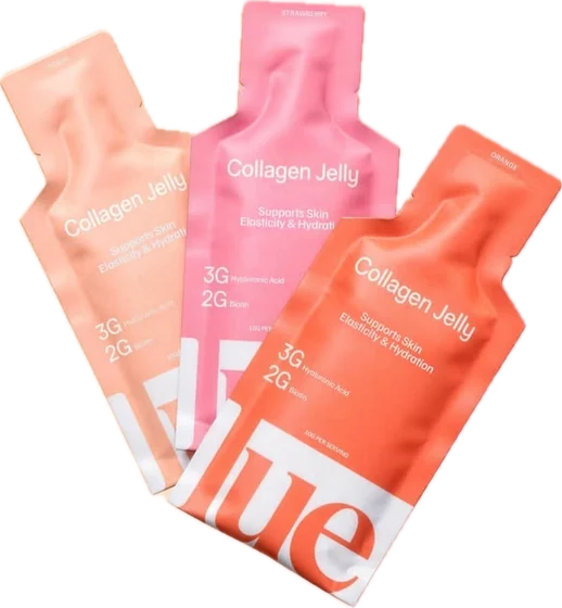Collagen Jelly supplement sachets packaging design