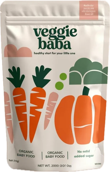 Veggie Baba baby food pouch packaging design